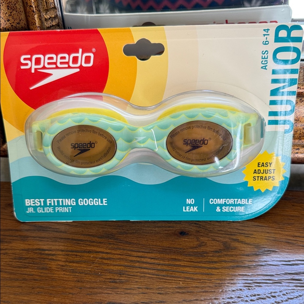 Speedo Junior Glide Print Goggles - Yellow and Blue